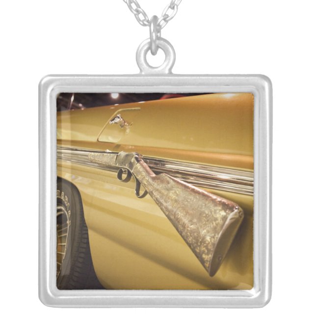 USA, Alabama, Tuscumbia. Alabama Music Hall of Silver Plated Necklace (Front)
