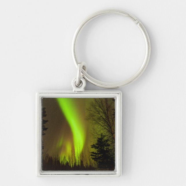 USA, Alaska, Chena Hot Springs. View Of Aurora Keychain (Front)