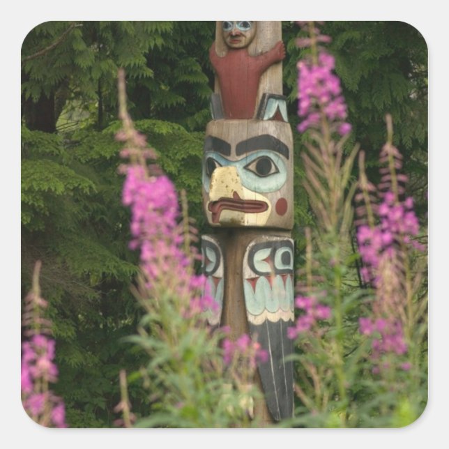 USA, Alaska, Ketchikan, Totem Bight State Square Sticker (Front)