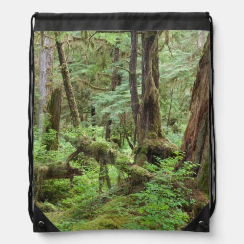 USA Alaska Verdant Rainforest In Springtime Drawstring Bag
