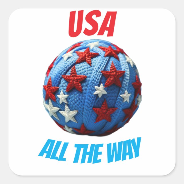 USA All The Way Square Sticker (Front)