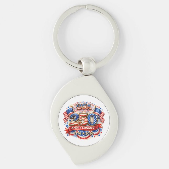USA America 250th Anniversary Patriotic Keychain (Front)