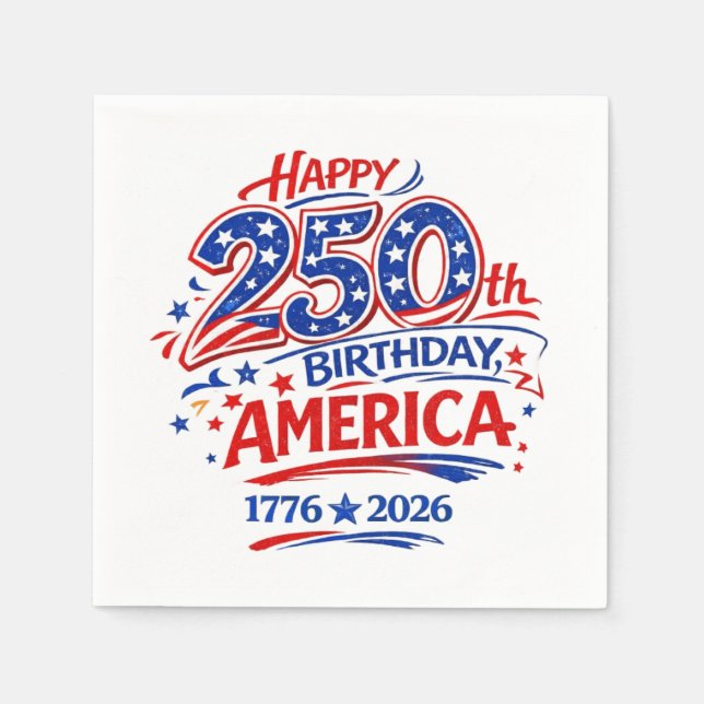 USA America 250th Anniversary Patriotic Napkins (Front)