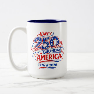 USA America 250th Anniversary Patriotic Two-Tone Coffee Mug