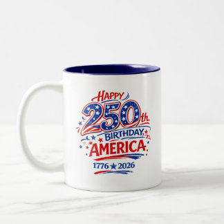 USA America 250th Anniversary Patriotic Two-Tone Coffee Mug