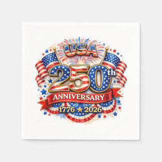 USA America 250th Anniversary Watercolor Patriotic Napkins