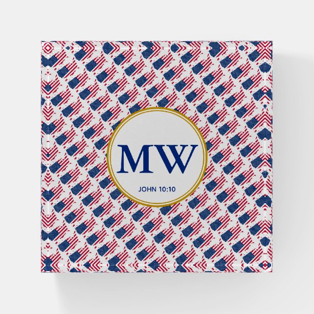 USA AMERICA Christian Custom Monogram Paperweight (Front)