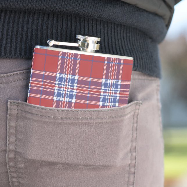 USA America Clan Tartan Plaid Pattern Flask (In Situ)