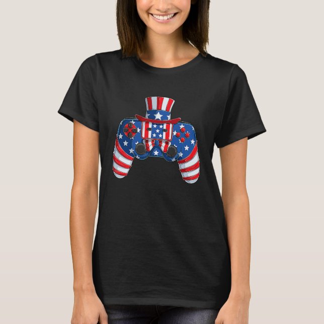 USA America Controller For Video Games  Gamers T-Shirt (Front)