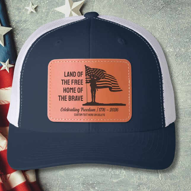 USA America Flag, 250, Patriotic America Soldier Leather Patch Hat (Creator Uploaded)