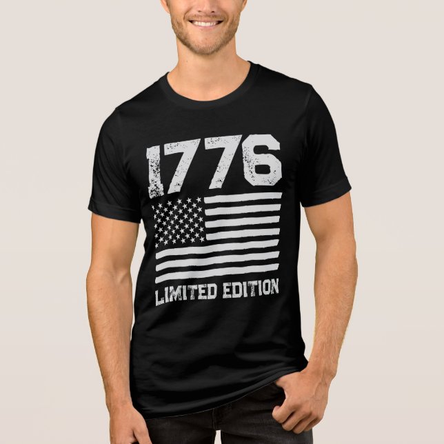 USA America Flag Editable Personalized Custom Text Tri-Blend Shirt (Front)