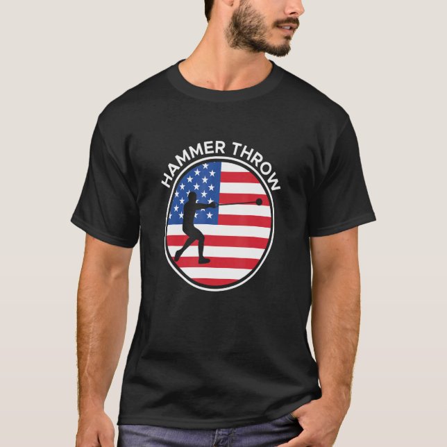 Usa America Flag Hammer Throwing Hammer Thrower T-Shirt (Front)