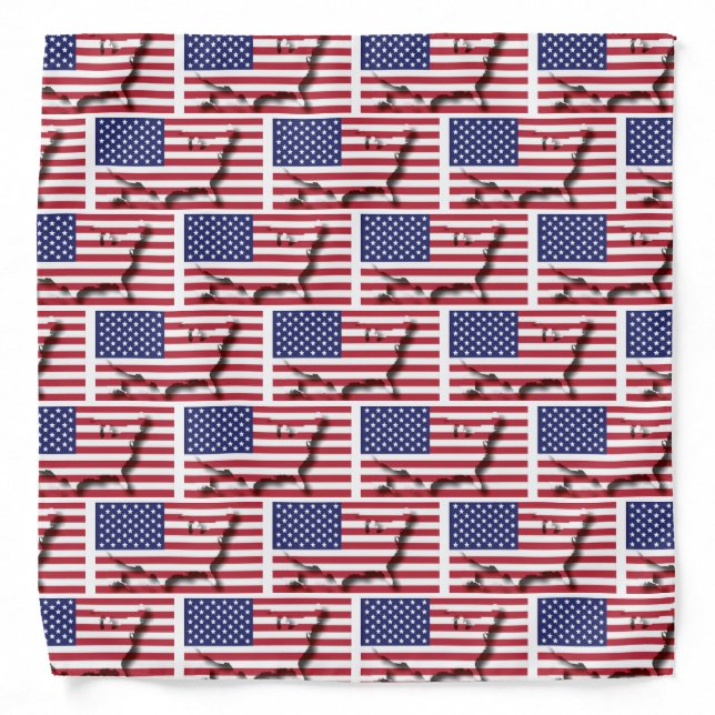USA AMERICA Flag Map Bandana (Front)