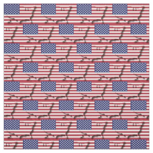 USA AMERICA Flag Map Outline Fabric