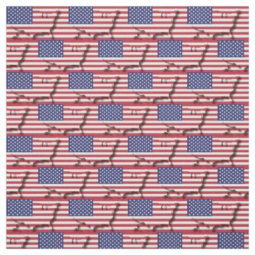 USA AMERICA Flag Map Outline Fabric