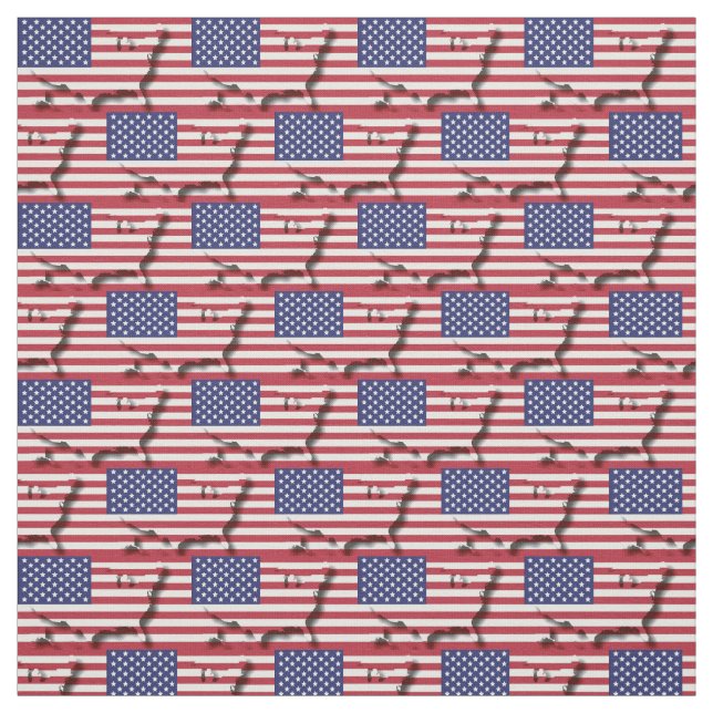 USA AMERICA Flag Map Outline Fabric (Swatch)