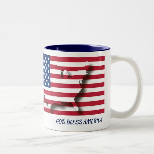 USA AMERICA FLAG MAP Scripture Customized WHITE Two_Tone Coffee Mug