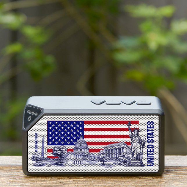 USA America Flag Monument Illustration Souvenir Bluetooth Speaker (Insitu(Outdoor))