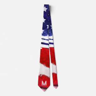*~* USA America Flag Old Glory Patriot Monogram Neck Tie