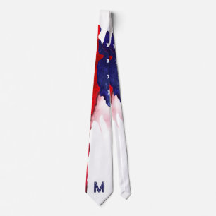 *~* USA America Flag Old Glory Patriotic Monogram Neck Tie