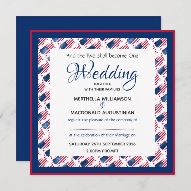USA AMERICA FLAG Patriotic Custom Square Wedding Invitation (Front/Back)