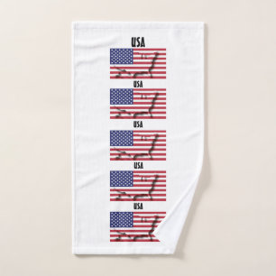 USA AMERICA FLAG Personalized 5 Photo Hand Towel