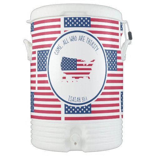 USA AMERICA FLAG Personalized Custom Bible Text Beverage Cooler