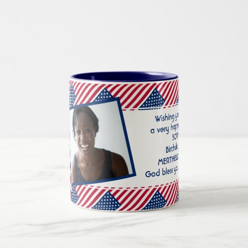 USA AMERICA FLAG Photo Template Add Your Text Two_Tone Coffee Mug