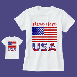 USA America Flag Red Personalized Women's  T-Shirt