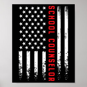 Usa America Flag School Counselor Guidance 4th Of Poster