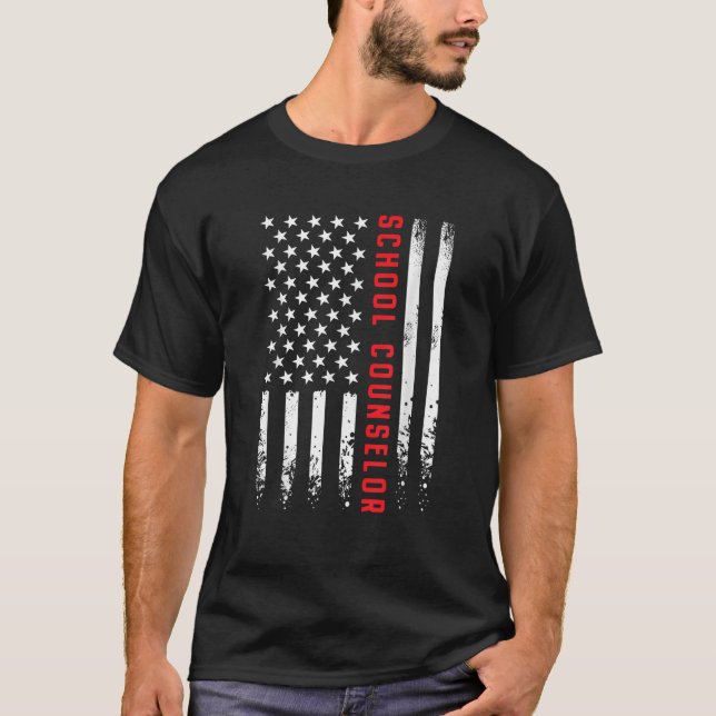 USA America Flag School Counselor Guidance 4th of  T-Shirt (Front)