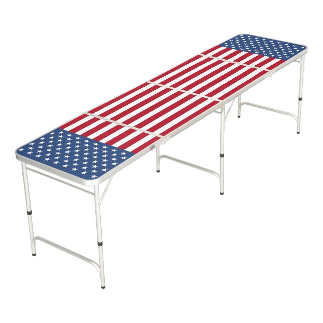 USA America Flag Stars and Stripes Patriotic Beer Pong Table (Angled)
