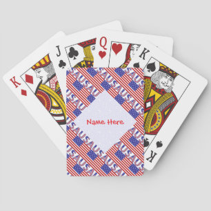 USA America Flag Tiled Red Personalized  Poker Cards