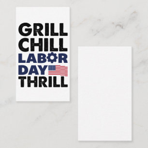 Usa America Grill Chill Labor Day Thrill BBQ Party Business Card