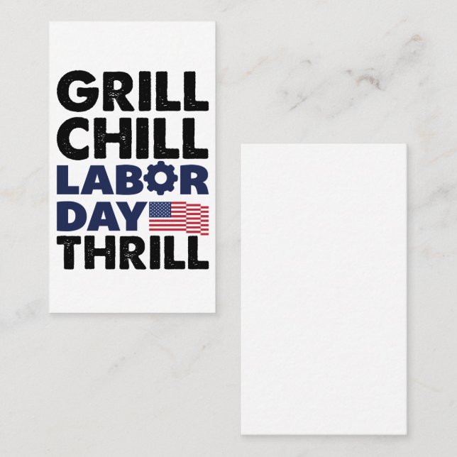 Usa America Grill Chill Labor Day Thrill BBQ Party Business Card (Front/Back)