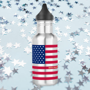 USA America National Flag Patriotic Stars Stripes Water Bottle