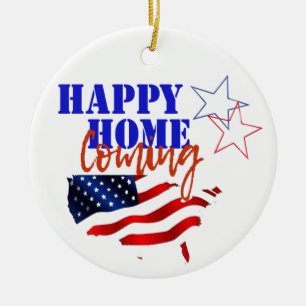 USA America Patriotic Home Coming Ceramic Ornament