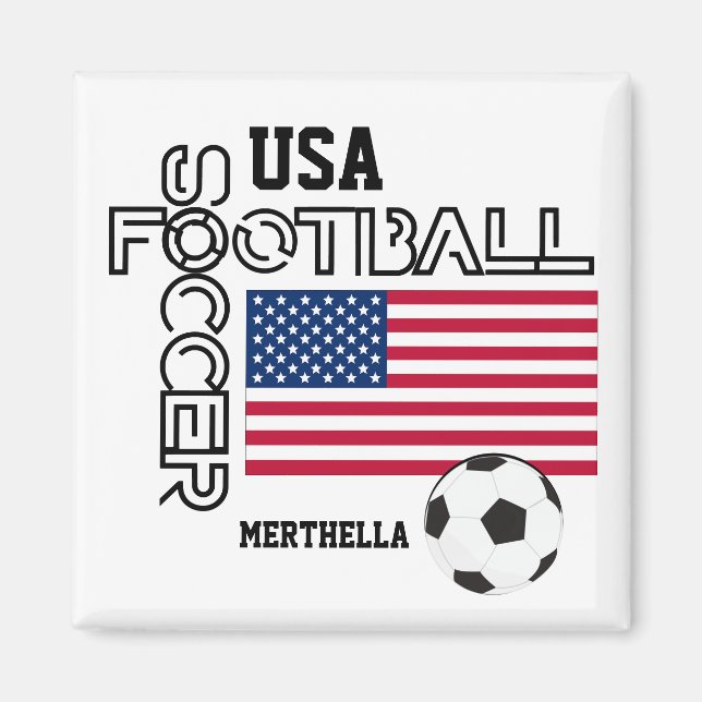 USA America Personalized Soccer Football  Magnet (Front)