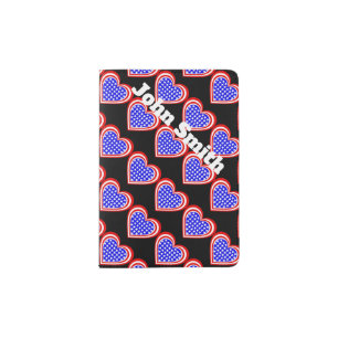 USA/America Stars & Stripes Hearts Personnalised Passport Holder