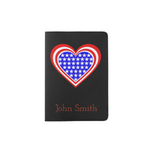 USA/America Stars & Stripes Hearts Personnalised Passport Holder