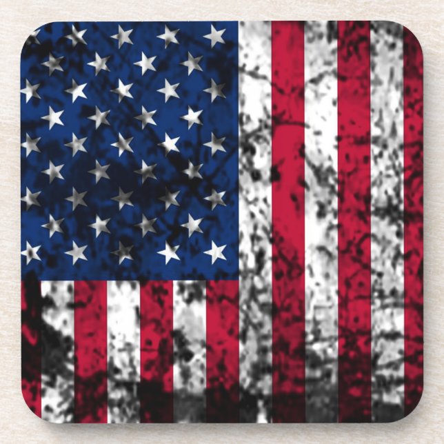 USA America Worn Flag Drink Coaster (Front)