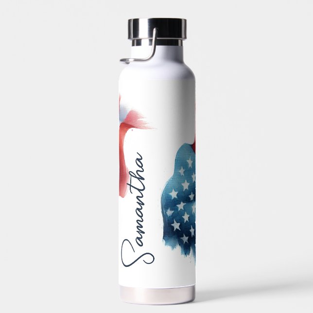 USA Americal Flag Stars & Stripes Custom Water Bottle (Right)