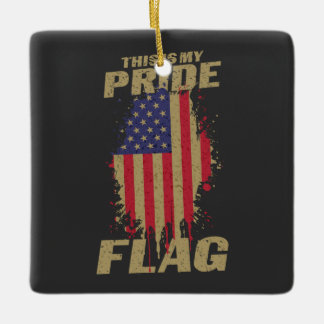 USA American 4th of July Patriotic Pride Flag Ceramic Ornament