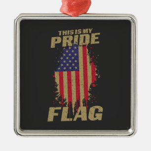 USA American 4th of July Patriotic Pride Flag Metal Ornament