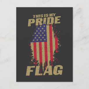 USA American 4th of July Patriotic Pride Flag Postcard