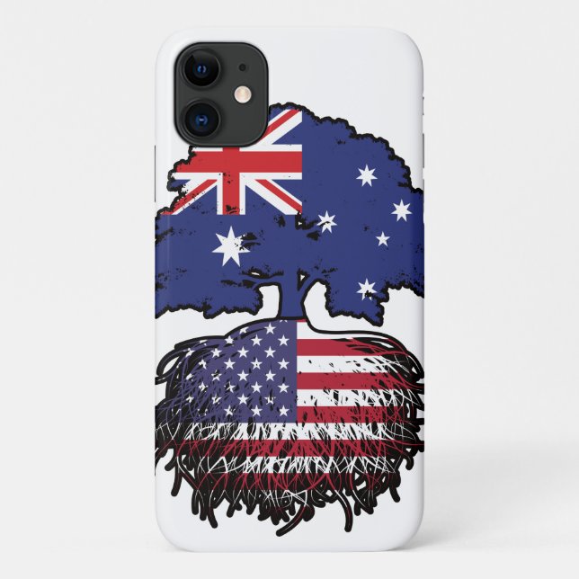 USA American Australian Australia Tree Roots Flag Case-Mate iPhone Case (Back)