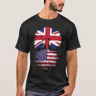 USA American British UK Tree Roots Flag T-Shirt