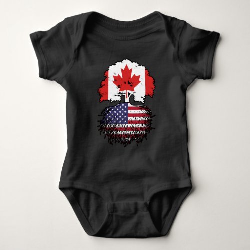 USA American Canadian Canada Tree Roots Flag Baby Bodysuit