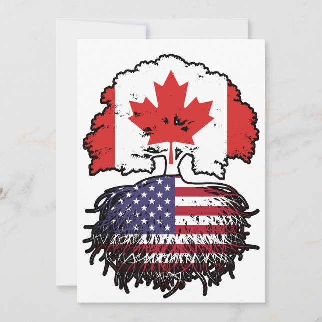 USA American Canadian Canada Tree Roots Flag Invitation (Front)