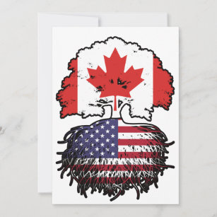 USA American Canadian Canada Tree Roots Flag Invitation